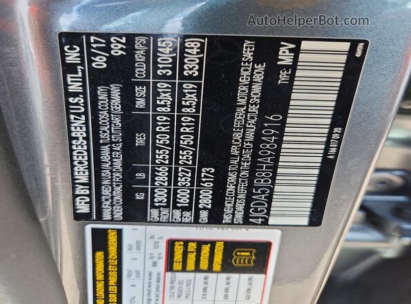 4JGDA5JB8HA984916 2017 MERCEDES-BENZ GLE Gray Շարժիչի բաժամունքի տեսք