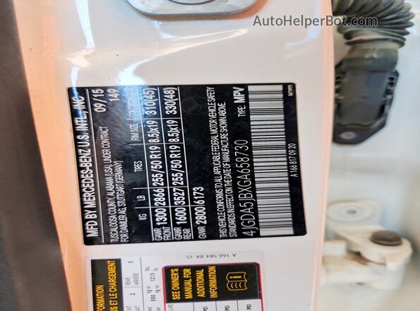 4JGDA5JBXGA658730 2016 MERCEDES-BENZ GLE White Vista interior de 360 grados