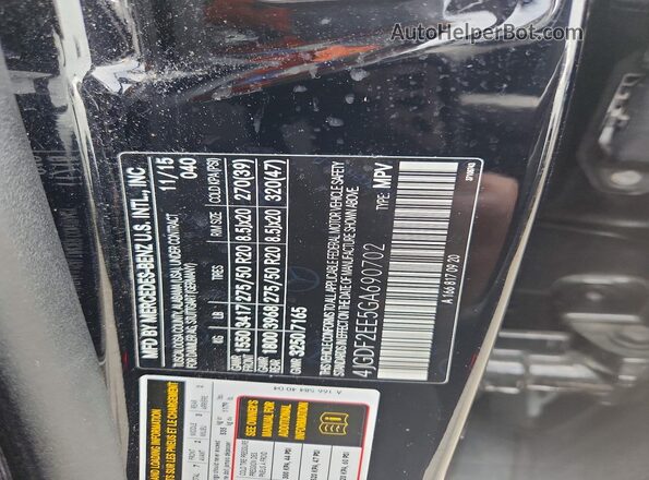 4JGDF2EE5GA690702 2016 MERCEDES-BENZ GL-CLASS Black VIN sticker view