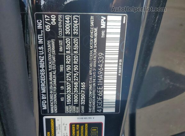 4JGDF6EE1HA964339 2017 MERCEDES-BENZ GLS Black ძრავის განყოფილების ხედი