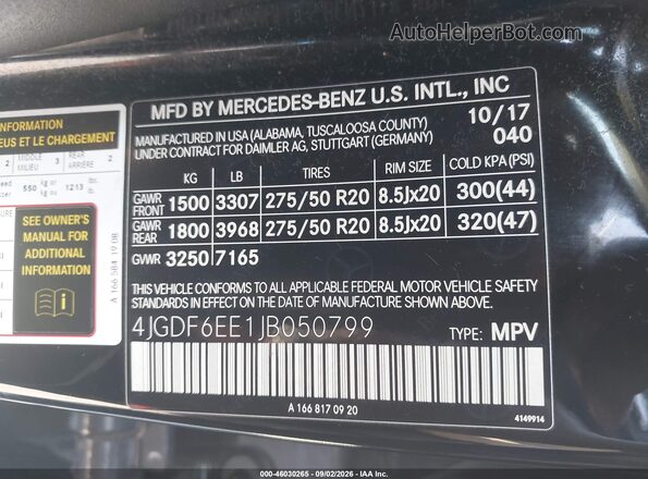 4JGDF6EE1JB050799 2018 MERCEDES-BENZ GLS 450 Black Շարժիչի բաժամունքի տեսք