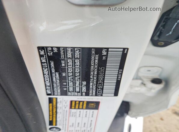 4JGDF6EE3HA886565 2017 MERCEDES-BENZ GLS White VIN კოდის სტიკერის ხედი