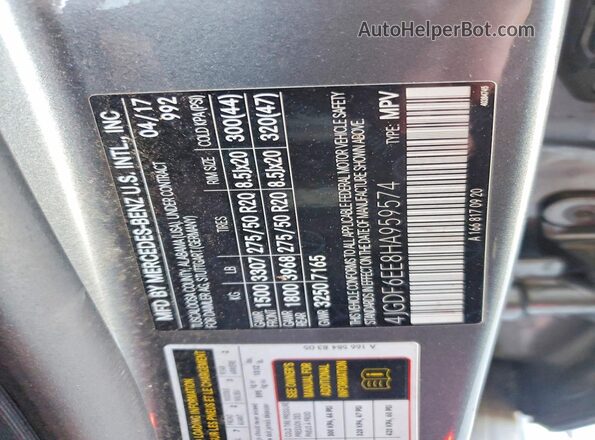 4JGDF6EE8HA959574 2017 MERCEDES-BENZ GLS Charcoal VIN կոդի պիտակի տեսք