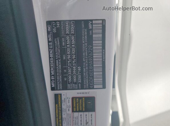4JGDF6EE8HA976729 2017 MERCEDES-BENZ GLS White 360 interior view