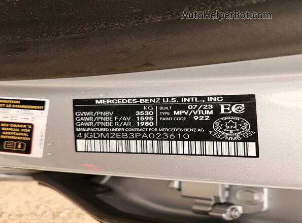 4JGDM2EB3PA023610 2023 MERCEDES-BENZ EQS Silver Widok wnętrza 360 stopni