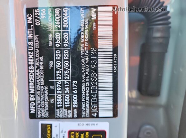 4JGFB4EB2SB493138 2025 MERCEDES-BENZ GLE Gray Vista interior de 360 grados