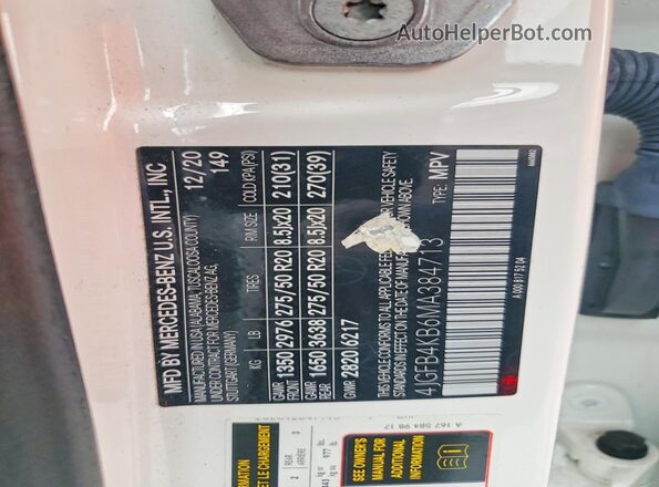 4JGFB4KB6MA384713 2021 MERCEDES-BENZ GLE White Vista del compartimento del motor