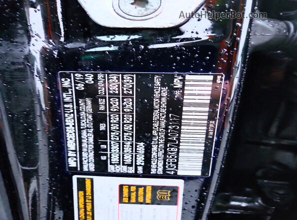 4JGFB5KB7LA073117 2020 MERCEDES-BENZ GLE Black Widok naklejki z numerem VIN