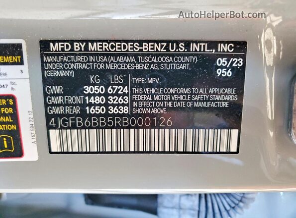 4JGFB6BB5RB000126 2024 MERCEDES-BENZ GLE Gray Vista interior de 360 grados