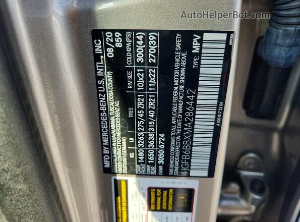 4JGFB6BBXMA286442 2021 MERCEDES-BENZ GLE Gray VIN sticker view