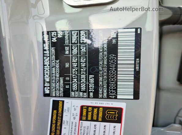 4JGFB8KB3SB440539 2025 MERCEDES-BENZ GLE Gray Vista de la etiqueta del VIN
