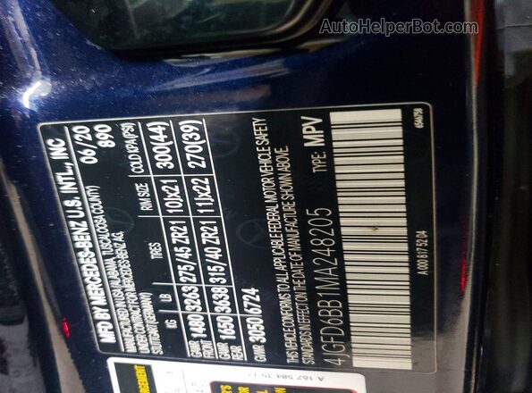 4JGFD6BB1MA248205 2021 MERCEDES-BENZ GLE Black VIN կոդի պիտակի տեսք