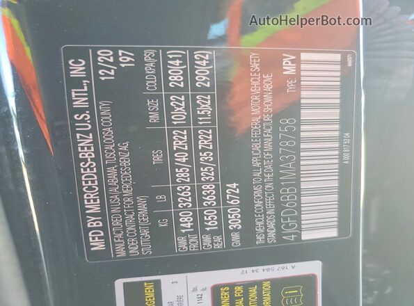 4JGFD6BB1MA378758 2021 MERCEDES-BENZ GLE Black Vista de la etiqueta del VIN