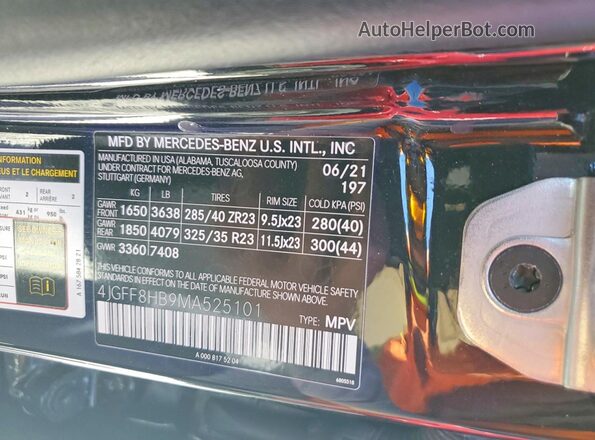4JGFF8HB9MA525101 2021 MERCEDES-BENZ GLS Black Вид підкапотного простору