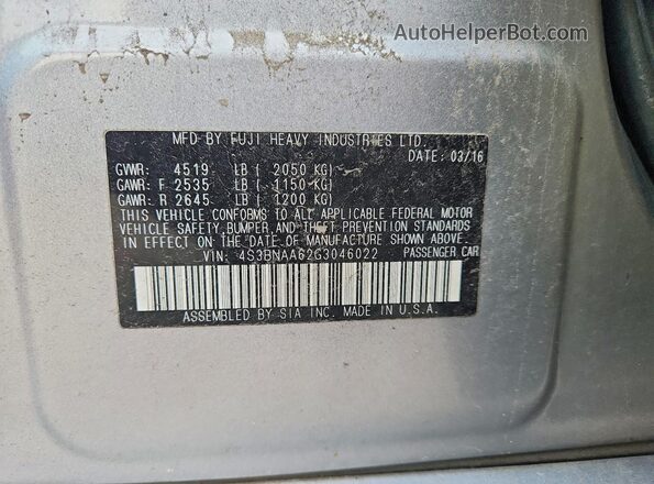 4S3BNAA62G3046022 2016 SUBARU LEGACY Silver Շարժիչի բաժամունքի տեսք