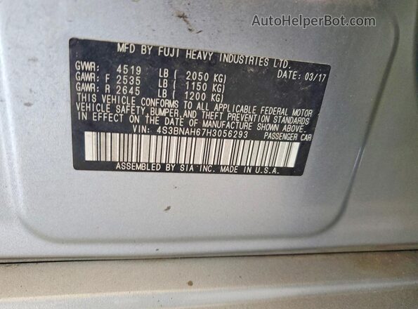 4S3BNAH67H3056293 2017 SUBARU LEGACY Silver Widok komory silnika
