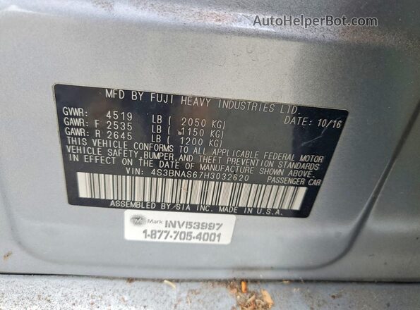4S3BNAS67H3032620 2017 SUBARU LEGACY Серебряный Вид подкапотного пространства