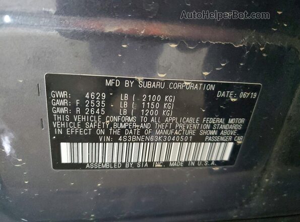 4S3BNEN63K3040501 2019 SUBARU LEGACY Синий Вид подкапотного пространства