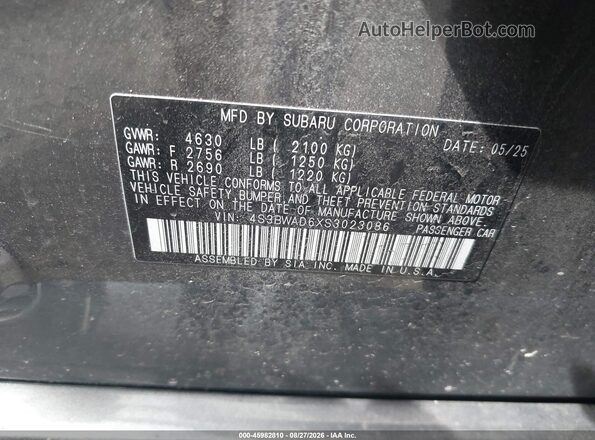 4S3BWAD6XS3023086 2025 SUBARU LEGACY Gray Engine compartment view