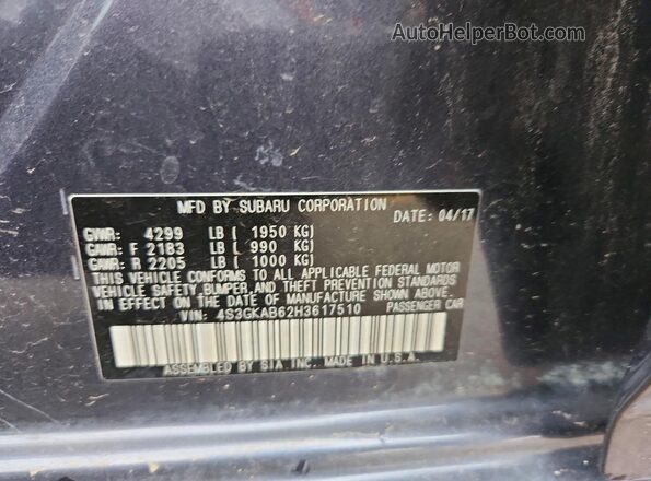 4S3GKAB62H3617510 2017 SUBARU IMPREZA Gray Vista del compartimento del motor
