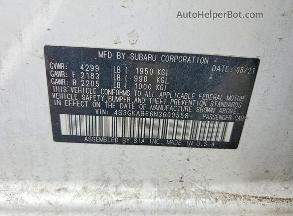 4S3GKAB66N3600558 2022 SUBARU IMPREZA White Вид підкапотного простору
