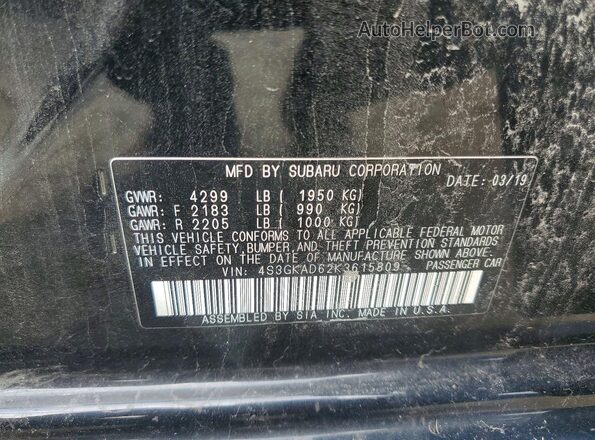 4S3GKAD62K3615809 2019 SUBARU IMPREZA Black Widok komory silnika