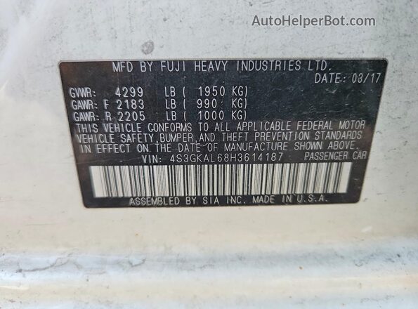 4S3GKAL68H3614187 2017 SUBARU IMPREZA Белый Вид подкапотного пространства