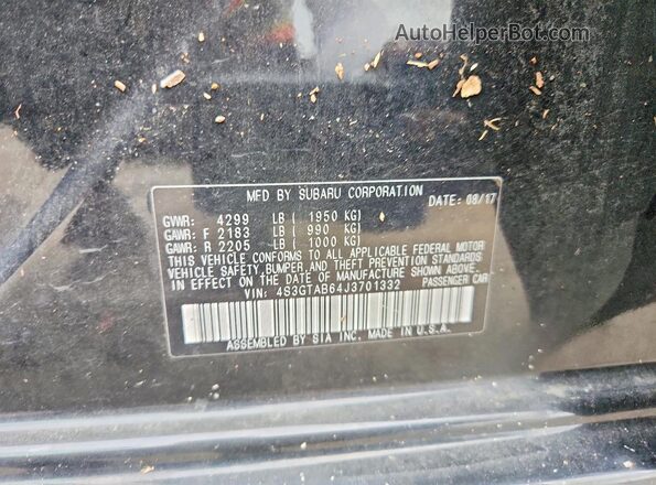 4S3GTAB64J3701332 2018 SUBARU IMPREZA Black VIN კოდის სტიკერის ხედი