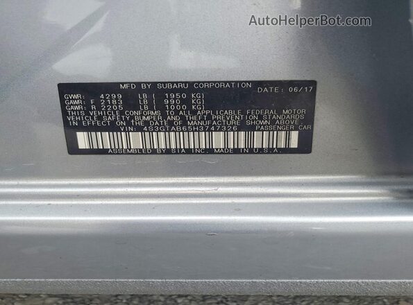 4S3GTAB65H3747326 2017 SUBARU IMPREZA Синий Вид наклейки с VIN-кодом