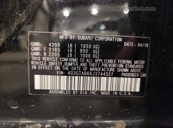4S3GTAB66J3744327 2018 SUBARU IMPREZA Black Vista del compartimento del motor