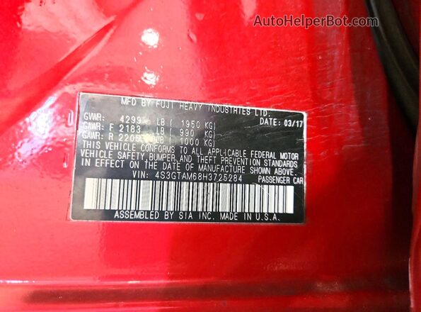 4S3GTAM68H3725284 2017 SUBARU IMPREZA Red Вид підкапотного простору