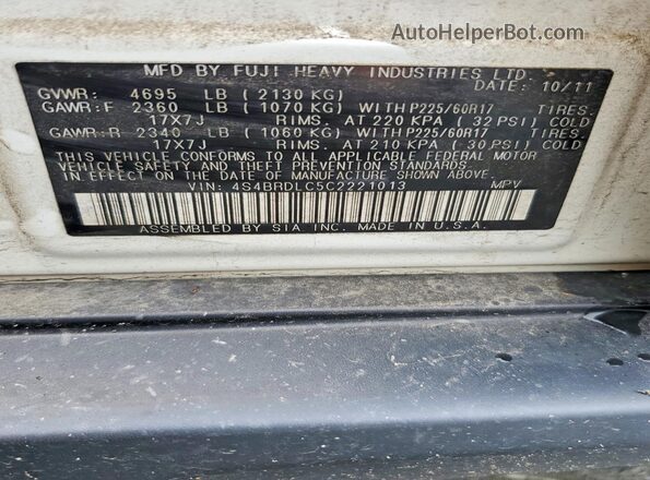 4S4BRDLC5C2221013 2026 SUBARU OUTBACK White Вид підкапотного простору