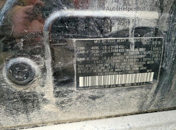 4S4BSADC8H3223860 2017 SUBARU OUTBACK Black VIN կոդի պիտակի տեսք