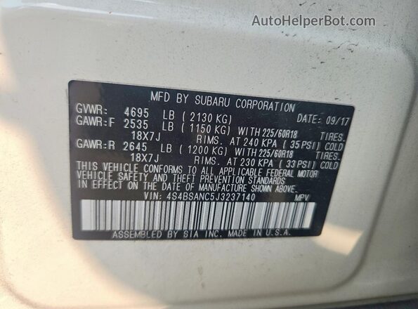 4S4BSANC5J3237140 2018 SUBARU OUTBACK White Engine compartment view