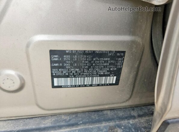 4S4BSBNC2G3246036 2016 SUBARU OUTBACK Кремовый Вид подкапотного пространства