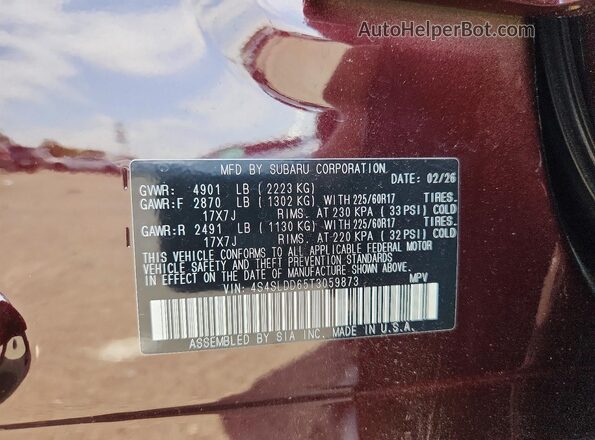 4S4SLDD65T3059873 2026 SUBARU FORESTER Maroon 360 interior view