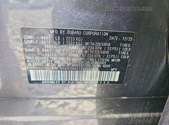 4S4SLDR6XT3028529 2026 SUBARU FORESTER Gray Widok komory silnika