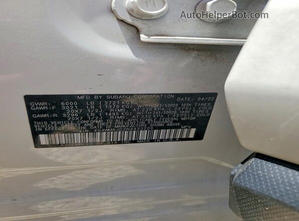 4S4WMAJD2N3433200 2022 SUBARU ASCENT White VIN sticker view