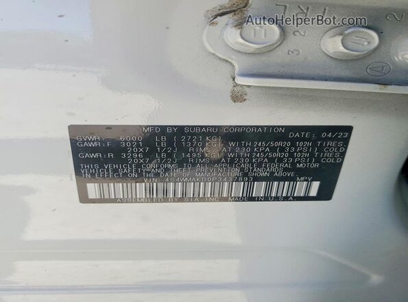 4S4WMAKD0P3437893 2023 SUBARU ASCENT Белый Вид наклейки с VIN-кодом