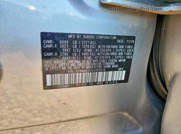 4S4WMAUDXS3403014 2025 SUBARU ASCENT Silver 360 interior view