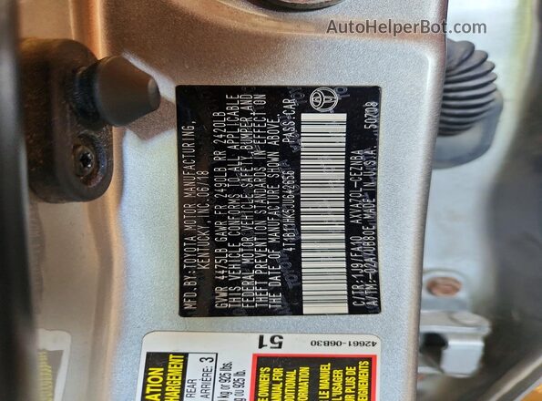 4T1B11HK5JU642656 2018 TOYOTA CAMRY Silver VIN კოდის სტიკერის ხედი