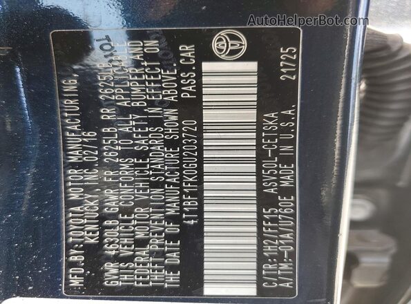 4T1BF1FK0GU203720 2016 TOYOTA CAMRY Green Вид підкапотного простору