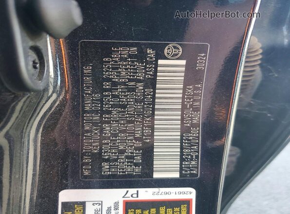 4T1BF1FK1GU210420 2016 TOYOTA CAMRY Black Вид наклейки з VIN-кодом