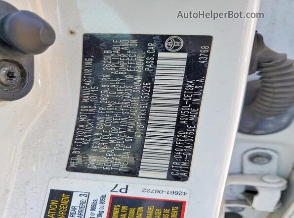 4T1BF1FK4GU153226 2016 TOYOTA CAMRY White ძრავის განყოფილების ხედი