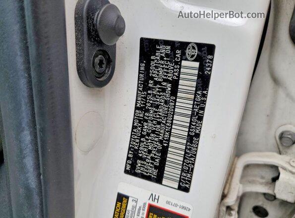 4T1BK1EB8GU200870 2016 TOYOTA AVALON White Engine compartment view