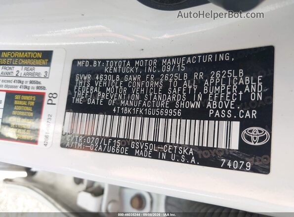 4T1BK1FK1GU569956 2016 TOYOTA CAMRY Silver Շարժիչի բաժամունքի տեսք