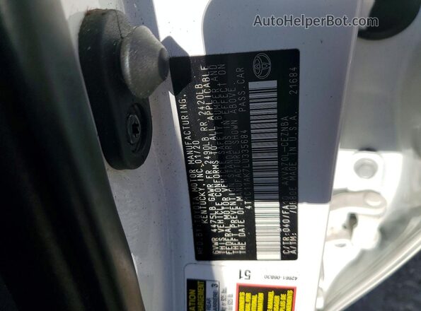 4T1C11AK7LU335684 2020 TOYOTA CAMRY White Շարժիչի բաժամունքի տեսք