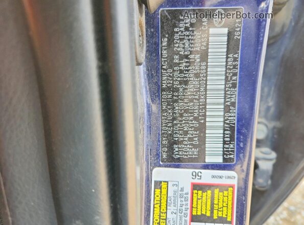 4T1C11BK6MU025686 2021 TOYOTA CAMRY Blue VIN sticker view