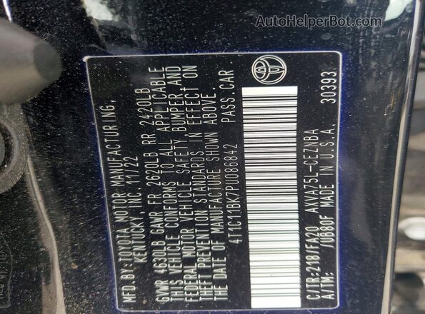 4T1C11BK7PU086842 2023 TOYOTA CAMRY Black VIN sticker view