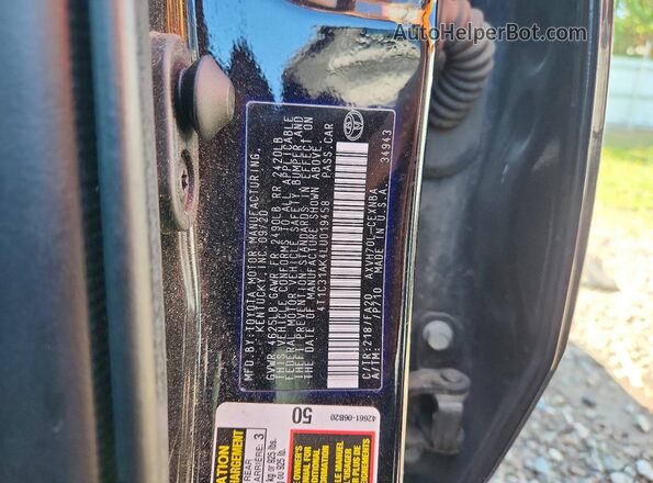 4T1C31AK4LU019458 2020 TOYOTA CAMRY Black VIN կոդի պիտակի տեսք